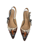 Dior J'Dior Embroidered Slingback small heel Canvas Sandals