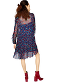 The Kooples Blue and Red Rosa Wrap Floral Mini Dress