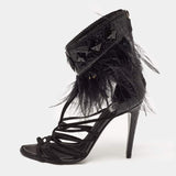 New Dior Black feather sandals