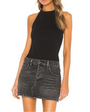 Alexander Wang black hybrid knit and denim halter dress