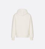 Dior White Oblique Relaxed-Fit Hooded Sweatshirt