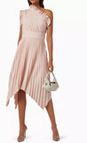 Mossman Ladylike One Shoulder Midi Dress in Blush