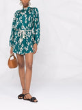 Zimmermann teal leopard print silk billow playsuit