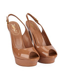 Yves Saint Laurent light brown open toe platform pumps