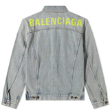 Balenciaga Neon Logo Print Denim Jacket