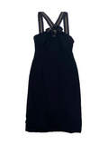 Versace Zip detail black mini dress