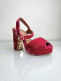Tory burch jaipur velvet pink Loretta heels