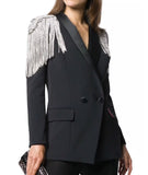 Elisabetta Franchi Black Blazer with crystal shoulder detail