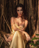Revolve gold silk dress
