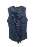 Anne Fontaine navy blue ruffle top