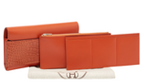 Hermes Sanguine matte Alligator and evercolor leather passant long wallet