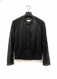 Lefon black jacket with lace detailed sleeves