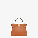 Fendi Brown Leather Mini Peekaboo Too Handle Bag