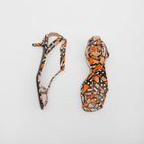 Burberry black and orange printed ankle strap sandals