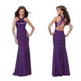 La Femme Vintage Y2K Purple Satin Woven Bodice Mermaid Dress