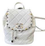 Chanel White Mini backpack two tone hardware Like New