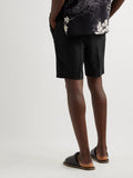 Saint Laurent black pleated wool and silk-blend brocade shorts