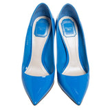 New Christian Dior blue patent leather pointed toe pumps