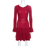 Alaia Red Chenille Wool Knitted Dress