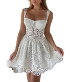 Love by Aisha Annalise in off white corset lace dress