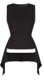 BCBGMAXAZRIA Ariana High/Low Peplum Black Top