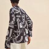 Hermes black/white print shirt