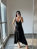 Victoria Bonya black satin long Dress