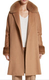 Max Mara Camel trim and genuine fox fur coat