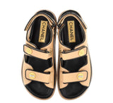 Chanel 2023 Interlocking CC logo Beige Slingback sandals