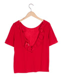 ba&sh red ruffle collar top