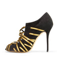 Casadei Black and Gold Suede Sandals