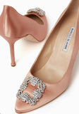 New Monolo Blahnik Old rose satin pumps