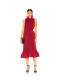 Tibi red pleated sleeveless dress with belt