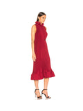 Tibi red pleated sleeveless dress with belt