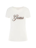 Guess white rhinestones logo t-shirt