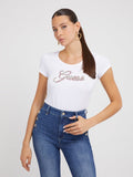 Guess white rhinestones logo t-shirt