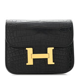 NEW Hermes Black Croco wallet on belt