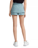 Maje blue tweed belted shorts