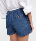 Valentino Chambray blue drawstring denim shorts