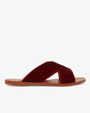 Lanapo Greek Red Velvet Strap Sandals
