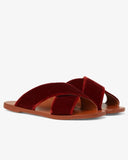 Lanapo Greek Red Velvet Strap Sandals