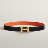 Hermes Belt Orange togo and black Box leather with gold buckle