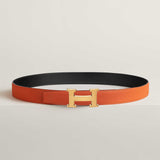 Hermes Belt Orange togo and black Box leather with gold buckle