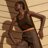 Hermes Belt Orange togo and black Box leather with gold buckle