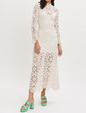 Maje Cream Crochet Guipure Lace-up Back Dress
