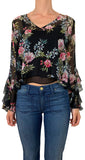 Intermix Black Floral Ruffle Blouse