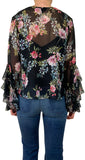 Intermix Black Floral Ruffle Blouse