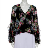 Intermix Black Floral Ruffle Blouse