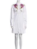Alexander McQueen White & Multicolour Floral Embroidered Knee-Length Dress