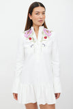 Alexander McQueen White & Multicolour Floral Embroidered Knee-Length Dress